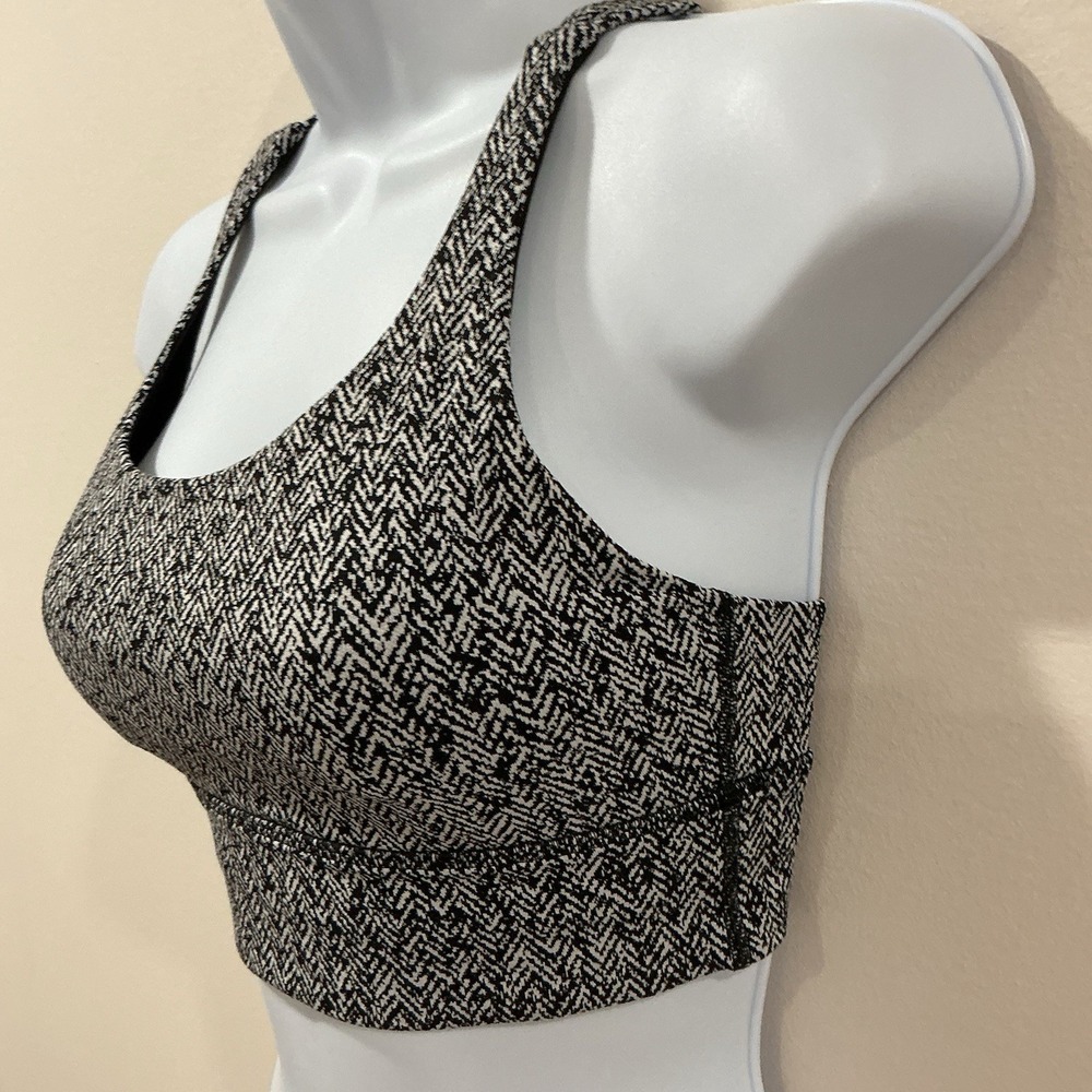 Lululemon Energy Long Line Bra‎ - Size 4 - Black White Herringbone Activewear